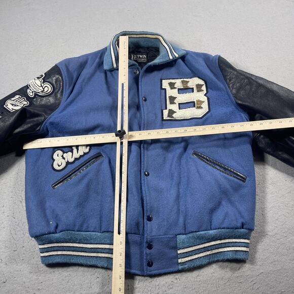 Vintage‎ Blaine Bengals Varsity Jacket Mens Large Blue Leather Wool Butwin 90s - Picture 6 of 10